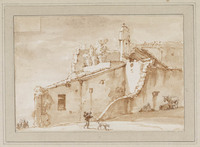 TvB T 582
<br/>
Vervallen huis met figuren en dieren
<br/>
<em>Dujardin, Karel (1622-1678)</em>